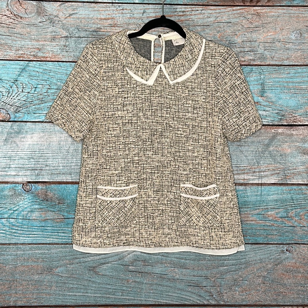 Anthropologie Postmark Tweed Top Blouse Size Medium